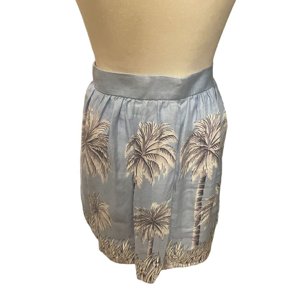 JCrew Linen Palm Print Mini Skirt Blue Size 4P